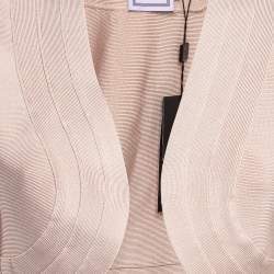 Herve Leger Bare Pink Knit Front Open Cropped Jacket M