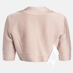 Herve Leger Bare Pink Knit Front Open Cropped Jacket M