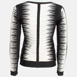 Herve Leger Black/White Patterned Knit Zip-Up Britt Jacket M