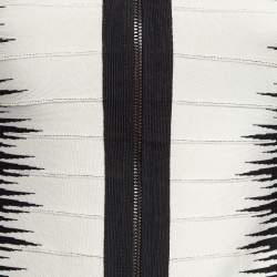 Herve Leger Black/White Patterned Knit Zip-Up Britt Jacket M