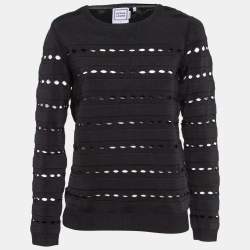 Herve Leger Black Perforated Knit Sweatshirt S