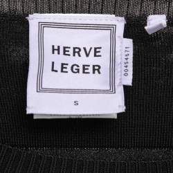 Herve Leger Black Perforated Knit Sweatshirt S