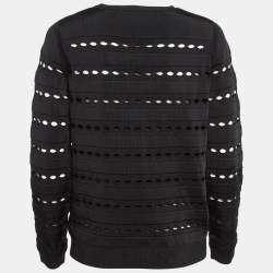 Herve Leger Black Perforated Knit Sweatshirt S