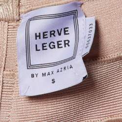 Pre Owned Herve Leger Metallic Pink Bandage Jersey Short Maira Dress S