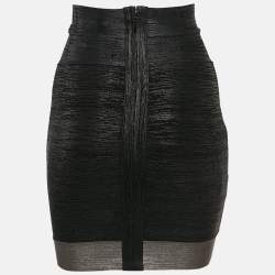 مملوكة مسبقًا Herve Leger Black Coated Bandage Knit Mini Skirt XS