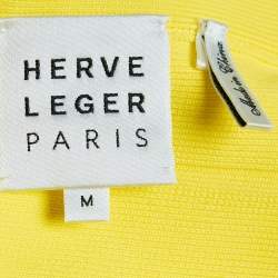 Herve Leger Yellow Stretch Knit Bandage Mini Dress M
