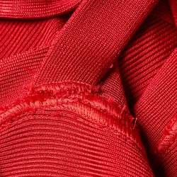 Pre Owned Herve Leger Red Jersey Sleeveless Faith Bandage Dress S