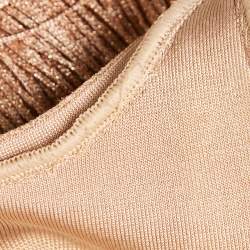 Pre Owned Herve Leger Gold Lurex Jersey Fringed Mini Dress XS