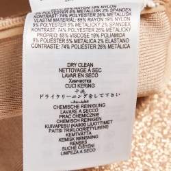 Pre Owned Herve Leger Gold Lurex Jersey Fringed Mini Dress XS