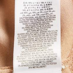 Pre Owned Herve Leger Gold Lurex Jersey Fringed Mini Dress XS