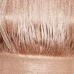 Pre Owned Herve Leger Gold Lurex Jersey Fringed Mini Dress XS