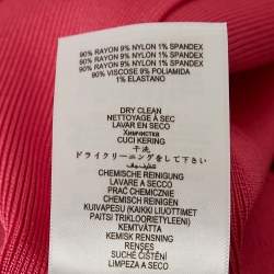 Pre Owned Herve Leger Fuchsia Pink Knit Sleeveless Bandage Dress S