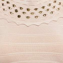 مملوكة مسبقًا Herve Leger Pink Embellished Knit Sleeveless Bandage Short Dress S