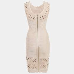 مملوكة مسبقًا Herve Leger Pink Embellished Knit Sleeveless Bandage Short Dress S