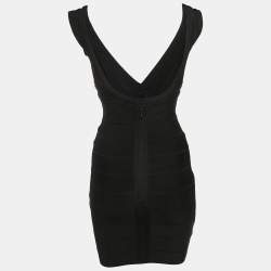 Herve Leger Black Knit Mini Lane Bandage Dress XS