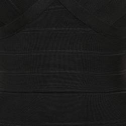 Herve Leger Black Knit Mini Lane Bandage Dress XS