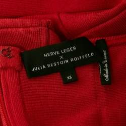 Herve Leger x Julia Restoin Roitfeld Rio Red Sweetheart Neck Mini Bandage Dress XS