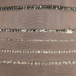 Herve Leger Tan Brown Bandage Knit Crystal Embellished Cut-Out Bodycon Dress S