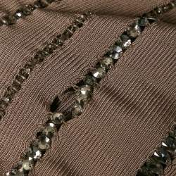 Herve Leger Tan Brown Bandage Knit Crystal Embellished Cut-Out Bodycon Dress S