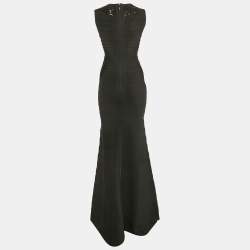 Herve Leger Black Bandage Knit Sequin Embellished Sleeveless Gown S