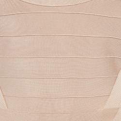 Herve Leger Bare Pink Bandage Knit Sleeveless Mini Dress M