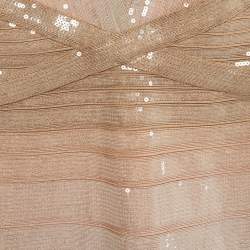Herve Leger Beige Bandage Knit Sequin Bodycon Dress XS