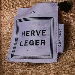 Herve Leger Beige Bandage Knit Sequin Bodycon Dress XS