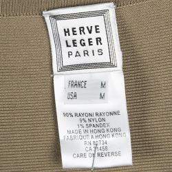 Pre Owned طقم هيرفي ليجي تنورة وتوب تفاصيل رابطة بانديدج بني M