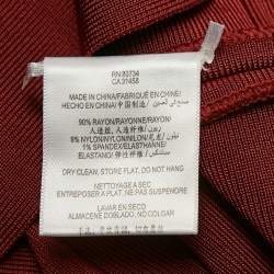 Pre Owned Herve Leger Burgundy Knit Bandage Mini Dress M