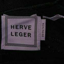 Pre Owned فستان بوديكون بلا أكمام مجسم هيرفي ليجي إيبا تريكو أسود مزخرف مقاس كبير