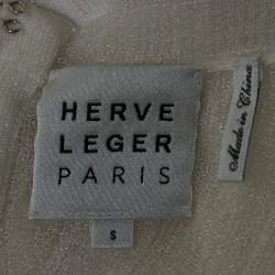 مملوكة مسبقًا فستان هيرفي ليجي أبيض جيرسي أكمام طويلة قصير مقاس صغير - سمول