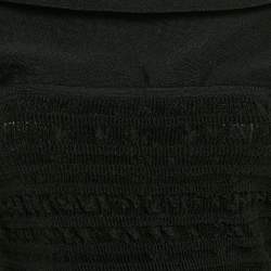 Herve Leger Black Patterned Knit Sleeveless Mini Dress S