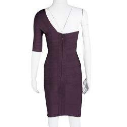 Herve Leger Purple Prune One Shoulder Bandage Dress XXS