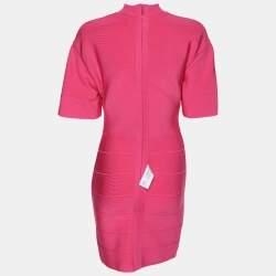 Herve Leger Pink Bandage Knit Cutout Bodycon Dress S