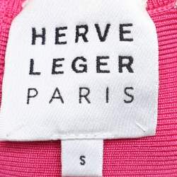 Herve Leger Pink Bandage Knit Cutout Bodycon Dress S