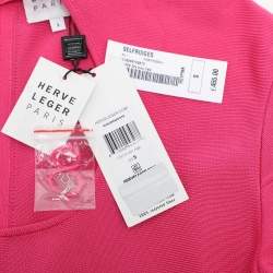 Herve Leger Pink Bandage Knit Cutout Bodycon Dress S