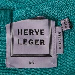 Hervé Léger  Blue Knit Bandage Carmen Mini Dress XS