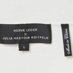 Herve Leger x Julia Restoin Roitfeld White Jersey Midi Skirt L