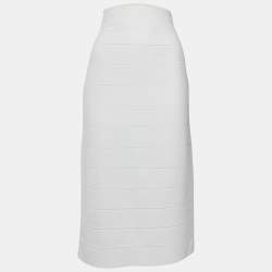 Herve Leger x Julia Restoin Roitfeld White Jersey Midi Skirt L