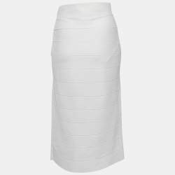 Herve Leger x Julia Restoin Roitfeld White Jersey Midi Skirt L