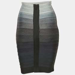 Herve Leger Grey Bandage Knit Pencil Skirt XS