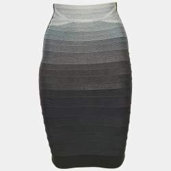 Herve Leger Grey Bandage Knit Pencil Skirt XS