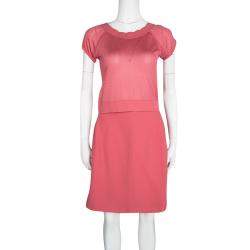 Herve Leger Vintage Pink Mesh Top Skirt and Blazer Set XL