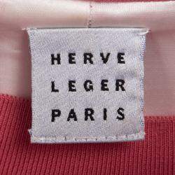 Herve Leger Vintage Pink Mesh Top Skirt and Blazer Set XL