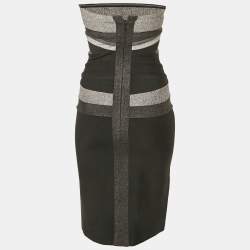 مملوكة مسبقًا Herve Leger Black Knit Strapless Bodycon Dress M
