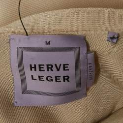 Pre Owned Herve Leger Beige Sequin Embellished Bodycon Dress M