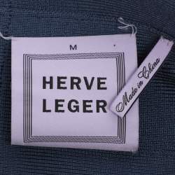 Pre Owned Herve Leger Blue Knit Mini Skirt M