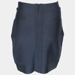 Pre Owned Herve Leger Blue Knit Mini Skirt M