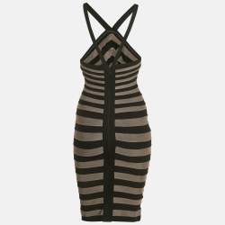 Pre Owned فستان هيرفي ليجي بدون أكمام بني أسود تريكو مقاس صغير