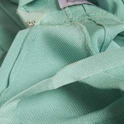 Pre Owned Herve Leger Mint Blue Knit Cold Shoulder Bandage Top S